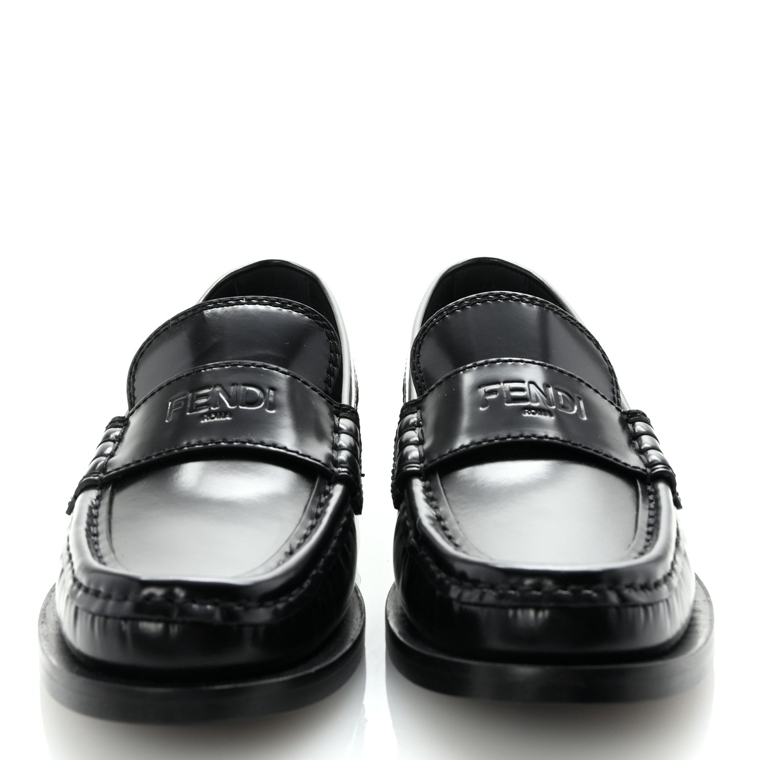 Fendi Vitello Logo Loafers 35 Black 3 of 9