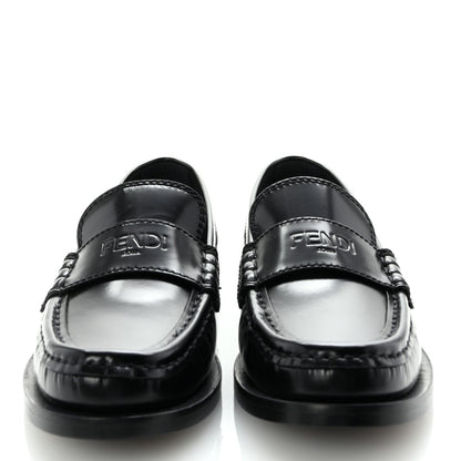 Fendi Vitello Logo Loafers 35 Black 3 of 9