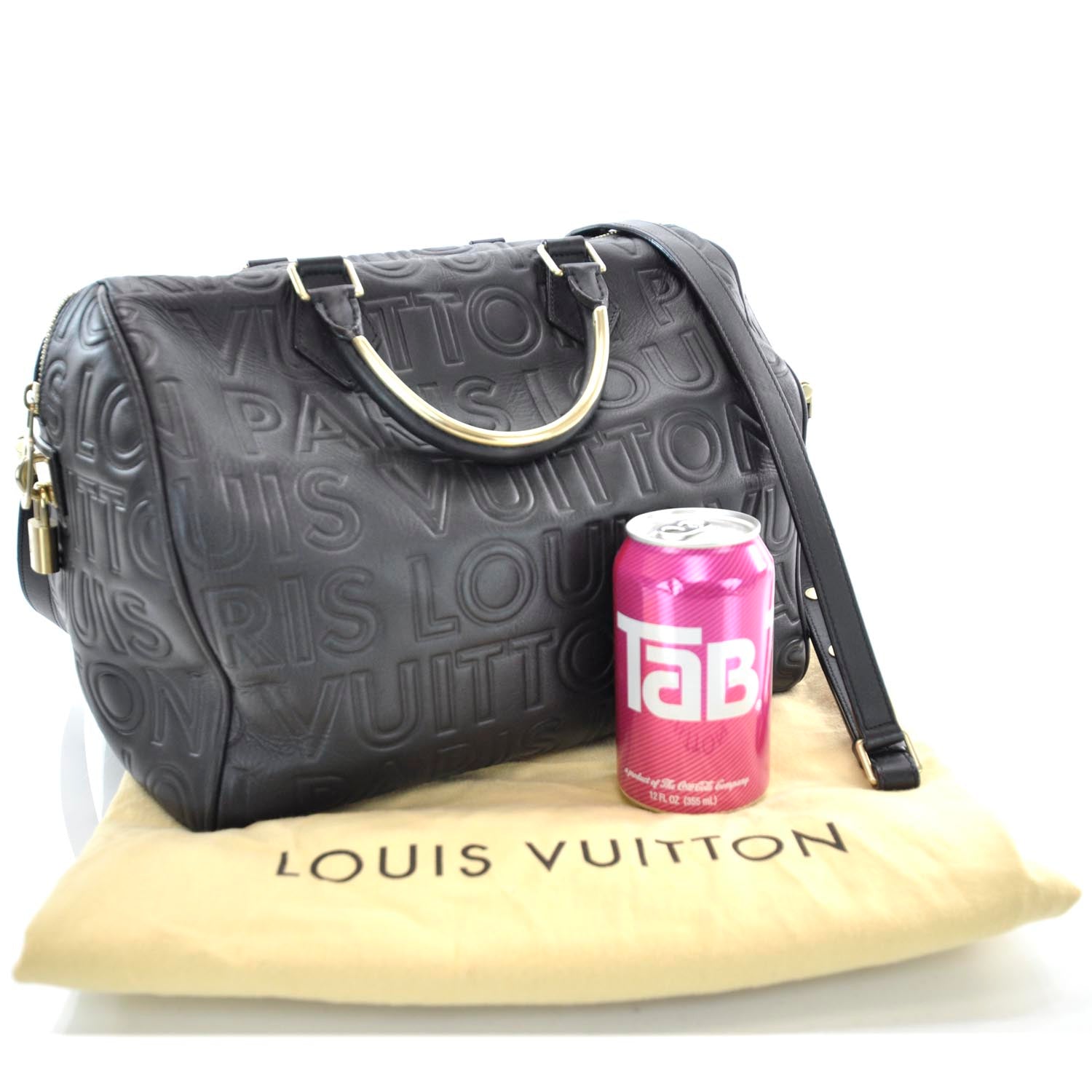 Louis Vuitton Calfskin Embossed Speedy Cube 30 Black 3 of 9
