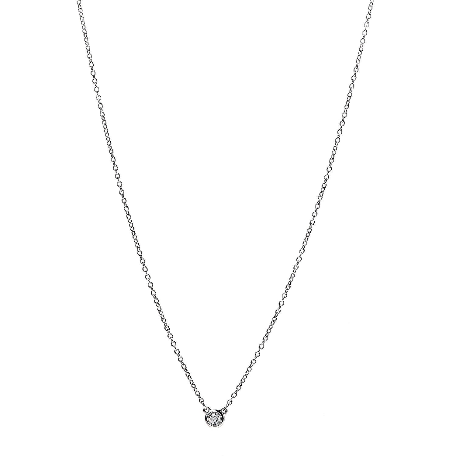 Tiffany Sterling Silver Diamond .05ct Elsa Peretti Diamonds by the Yard Pendant Necklace 1 of 6