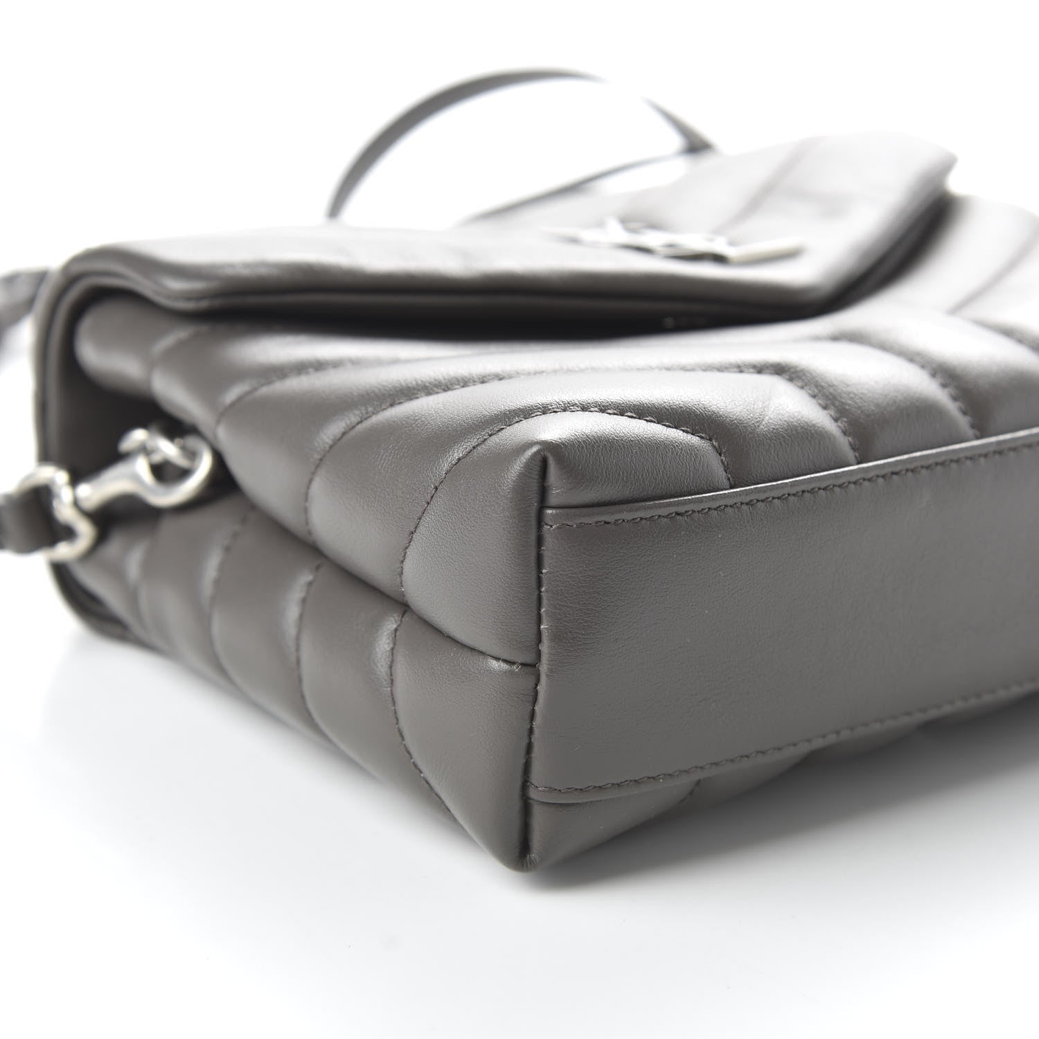 Saint Laurent Calfskin Y Quilted Monogram Toy Loulou Crossbody Bag Storm 6 of 10