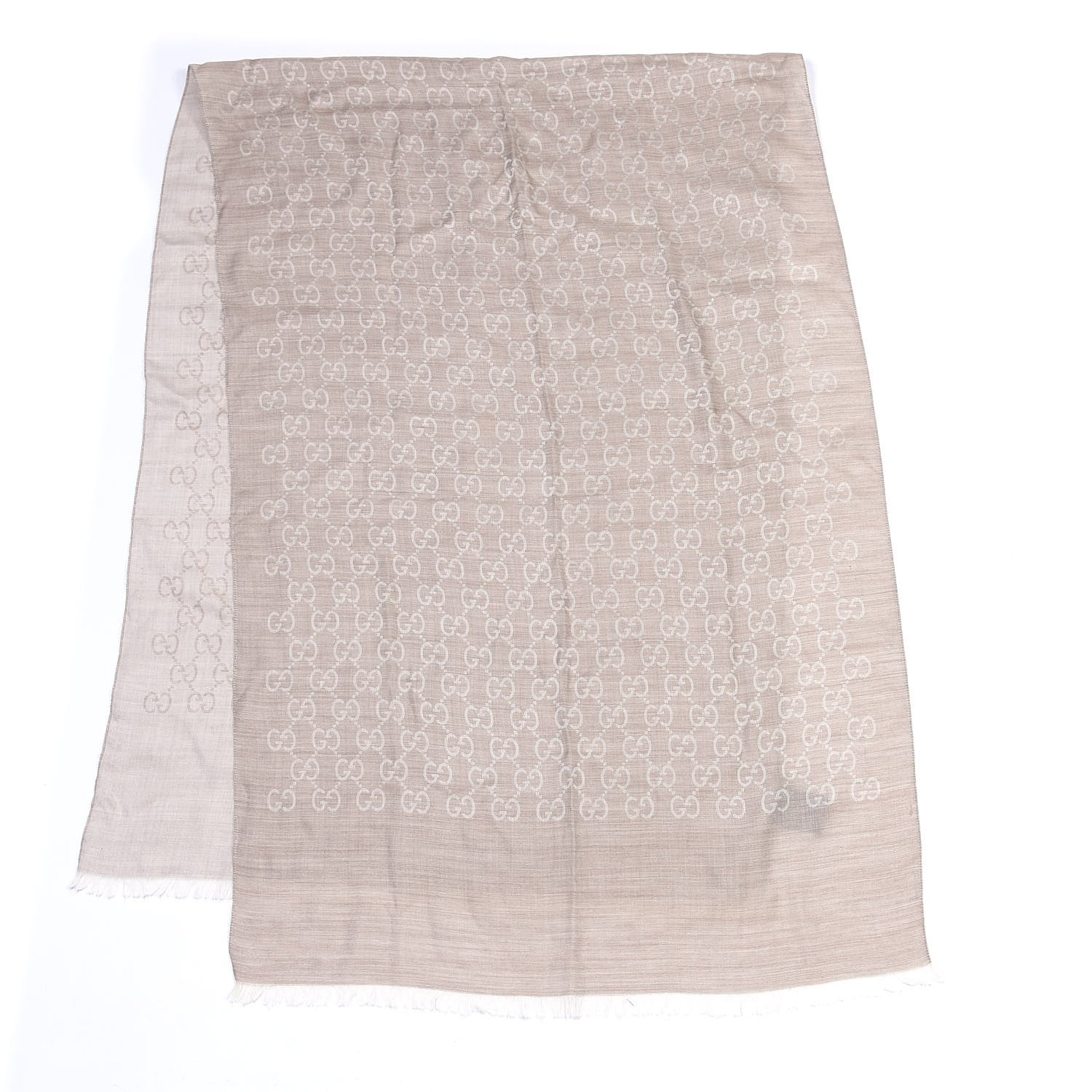 Gucci Wool Silk GG Monogram GGNat Plus Scarf Sand 2 of 4