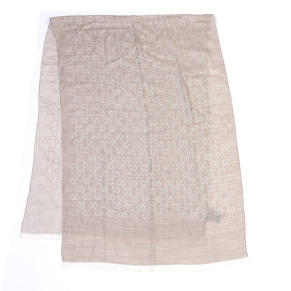 Gucci Wool Silk GG Monogram GGNat Plus Scarf Sand 2 of 4