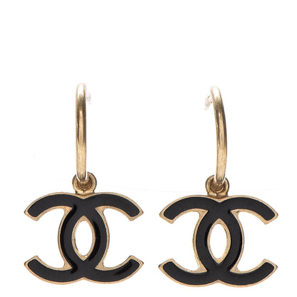 Chanel Enamel CC Dangle Earrings Gold Black 1 of 5