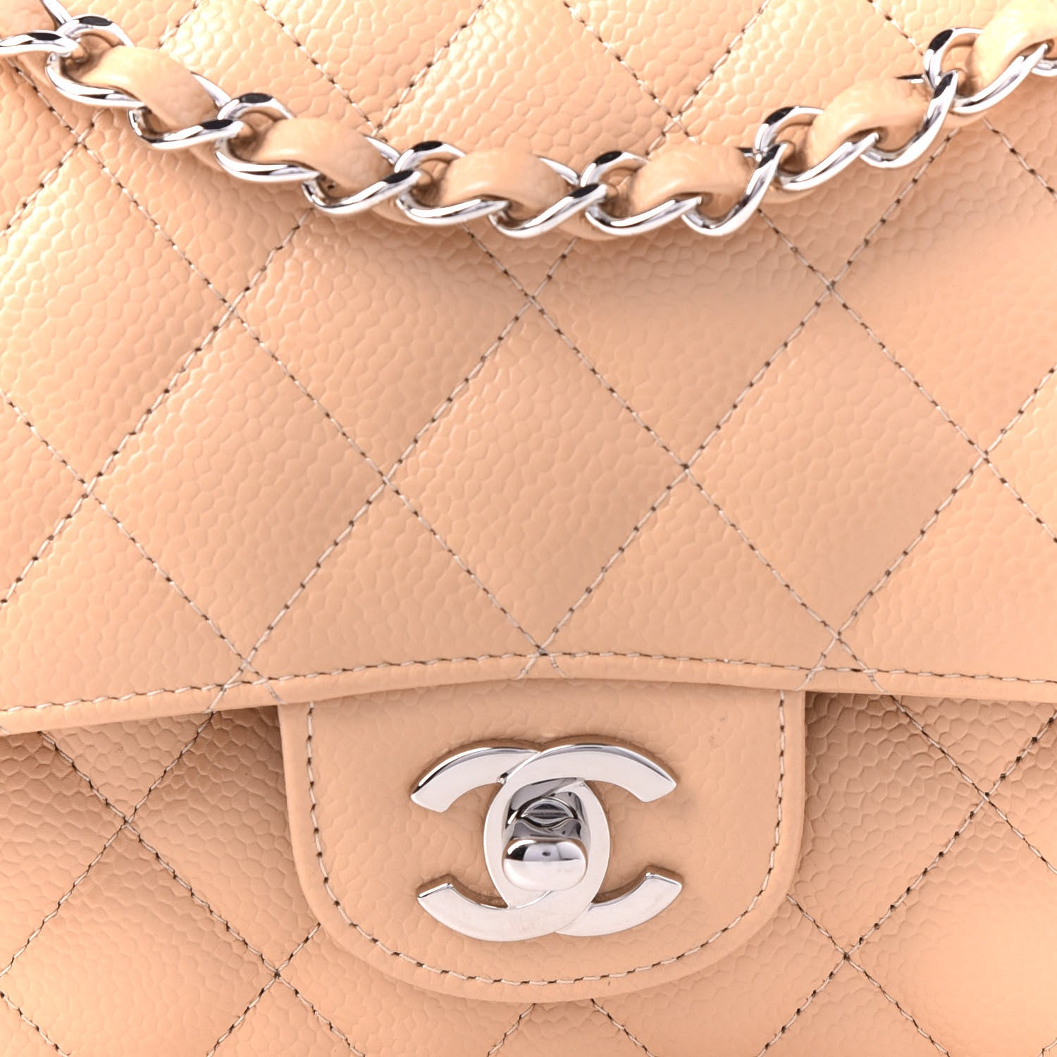 Chanel Caviar Quilted Medium Double Flap Beige 10 of 11