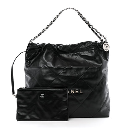 Chanel Shiny Calfskin Quilted Chanel 22 Black 2 of 12
