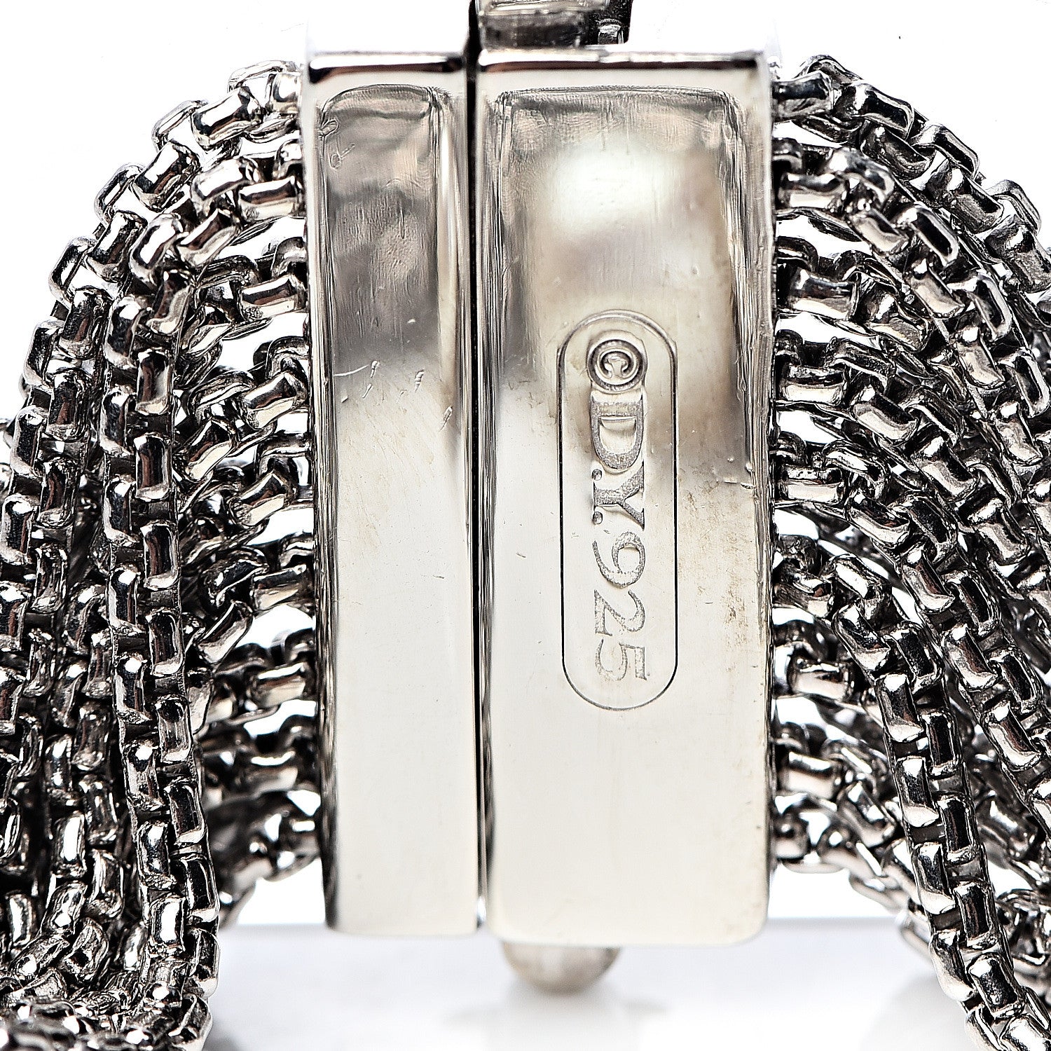 David Yurman Sterling Silver Pearl Sixteen-Row Chain Bracelet 4 of 4