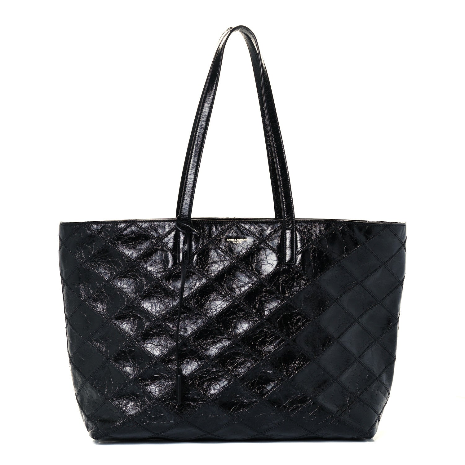 Saint Laurent Crinkled Calfskin Quilted East West Shopping Tote Black 1 of 11