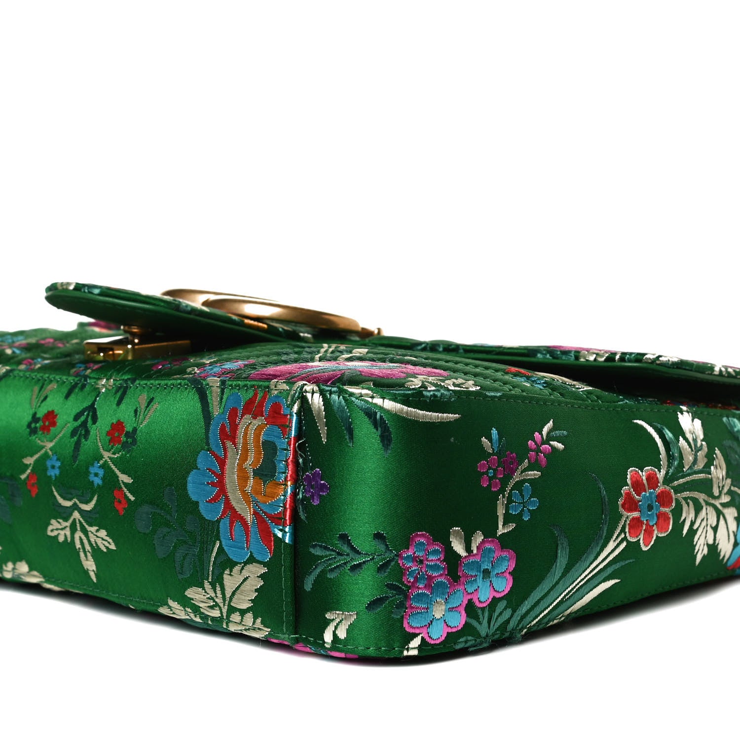 Gucci Jacquard Matelasse Floral Medium GG Marmont Shoulder Bag Green 10 of 17