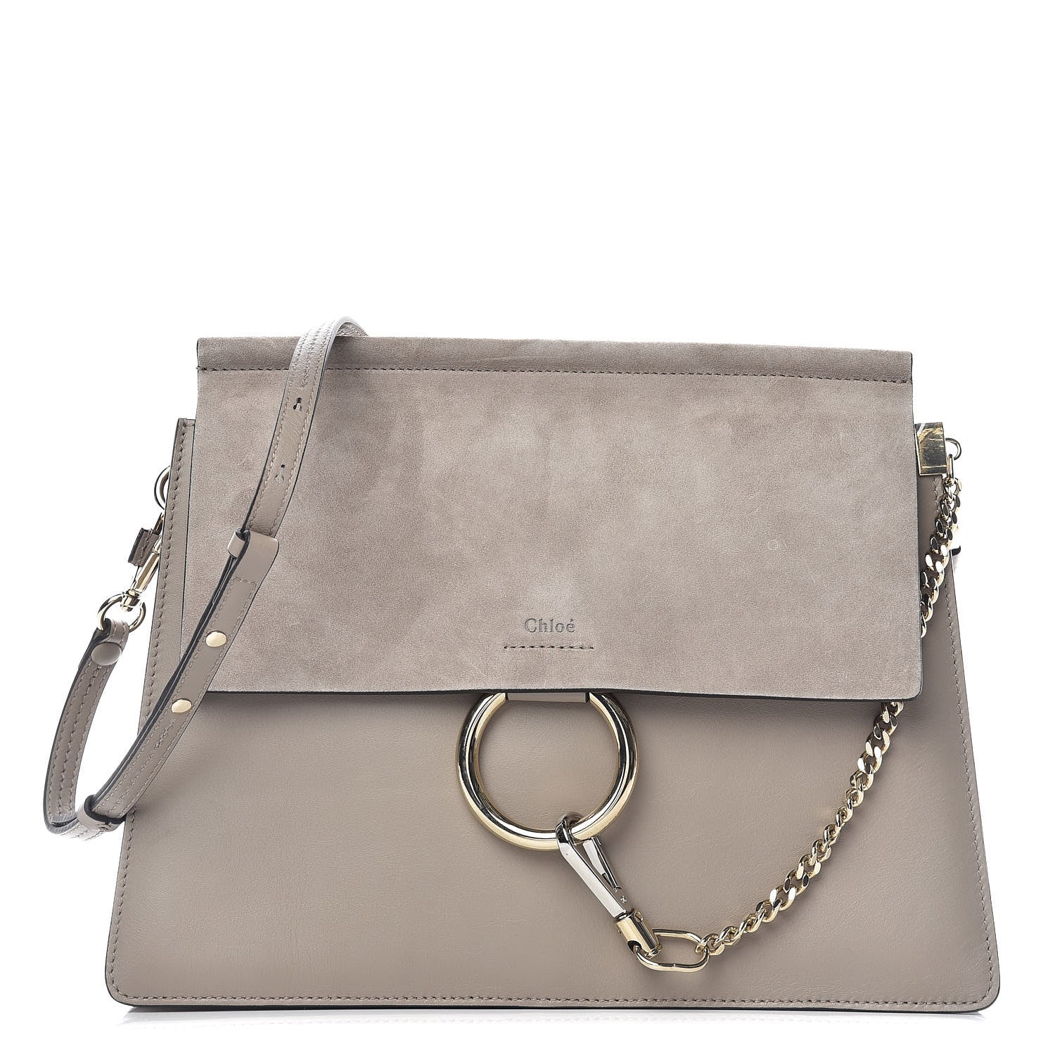 Chloe Calfskin Suede Medium Faye Shoulder Bag Motty Grey 1 of 10