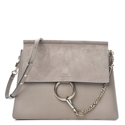 Chloe Calfskin Suede Medium Faye Shoulder Bag Motty Grey 1 of 10
