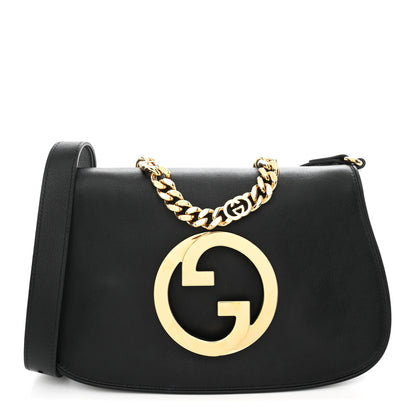 Gucci Roxy Calfskin Blondie Chain Shoulder Flap Bag Black 1 of 10