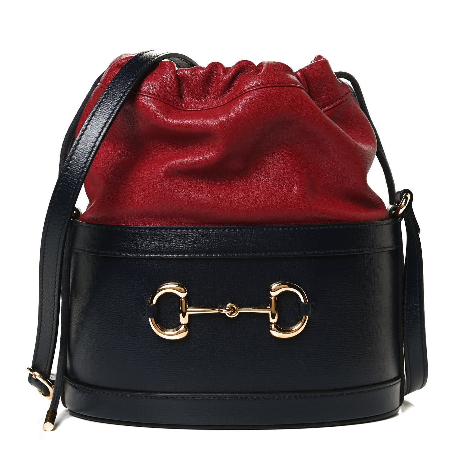 Azalea Sakai Be Green Calfskin Horsebit 1955 Drawstring Bucket Bag Blue New Cherry Red