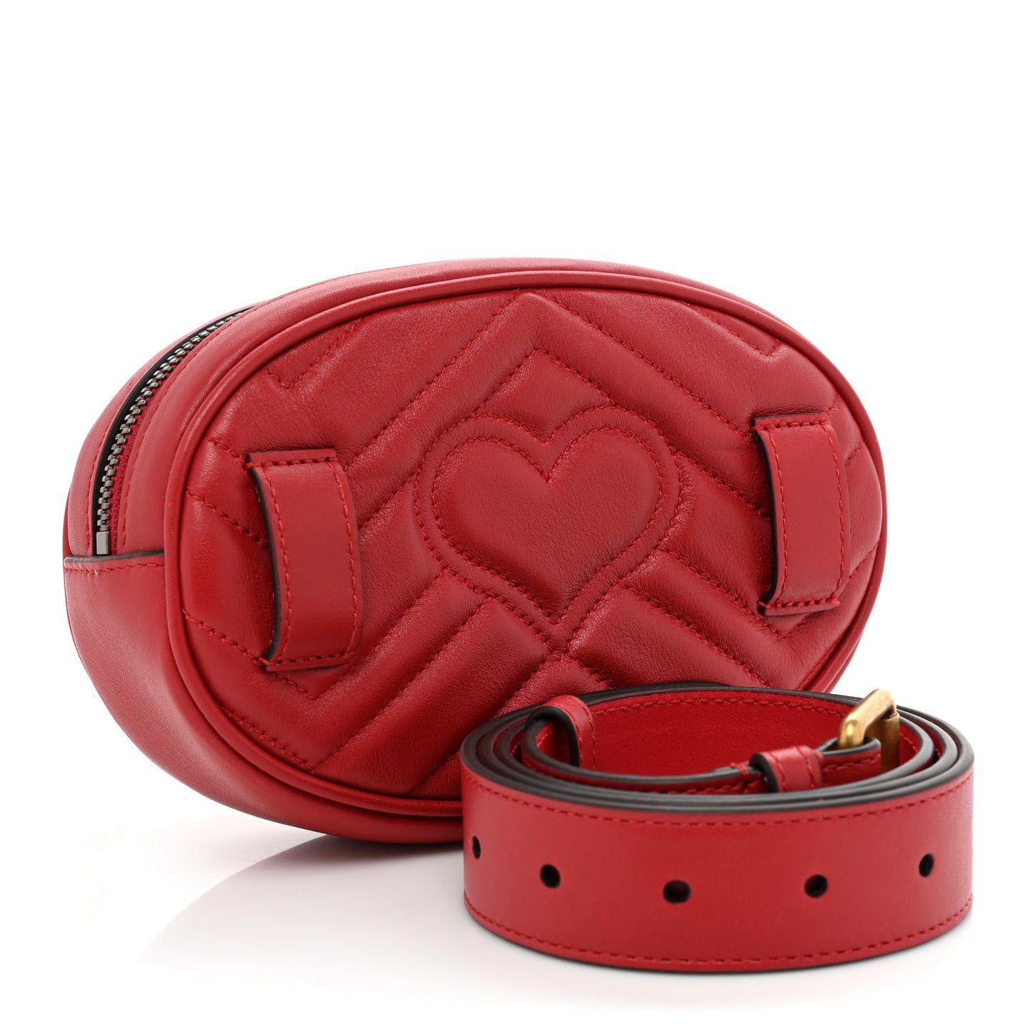 Calfskin Matelasse GG Marmont Belt Bag 85 34 Hibiscus Red