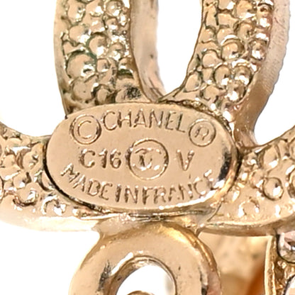 Chanel Crystal Pearl CC Drop Earrings Gold 3 of 3