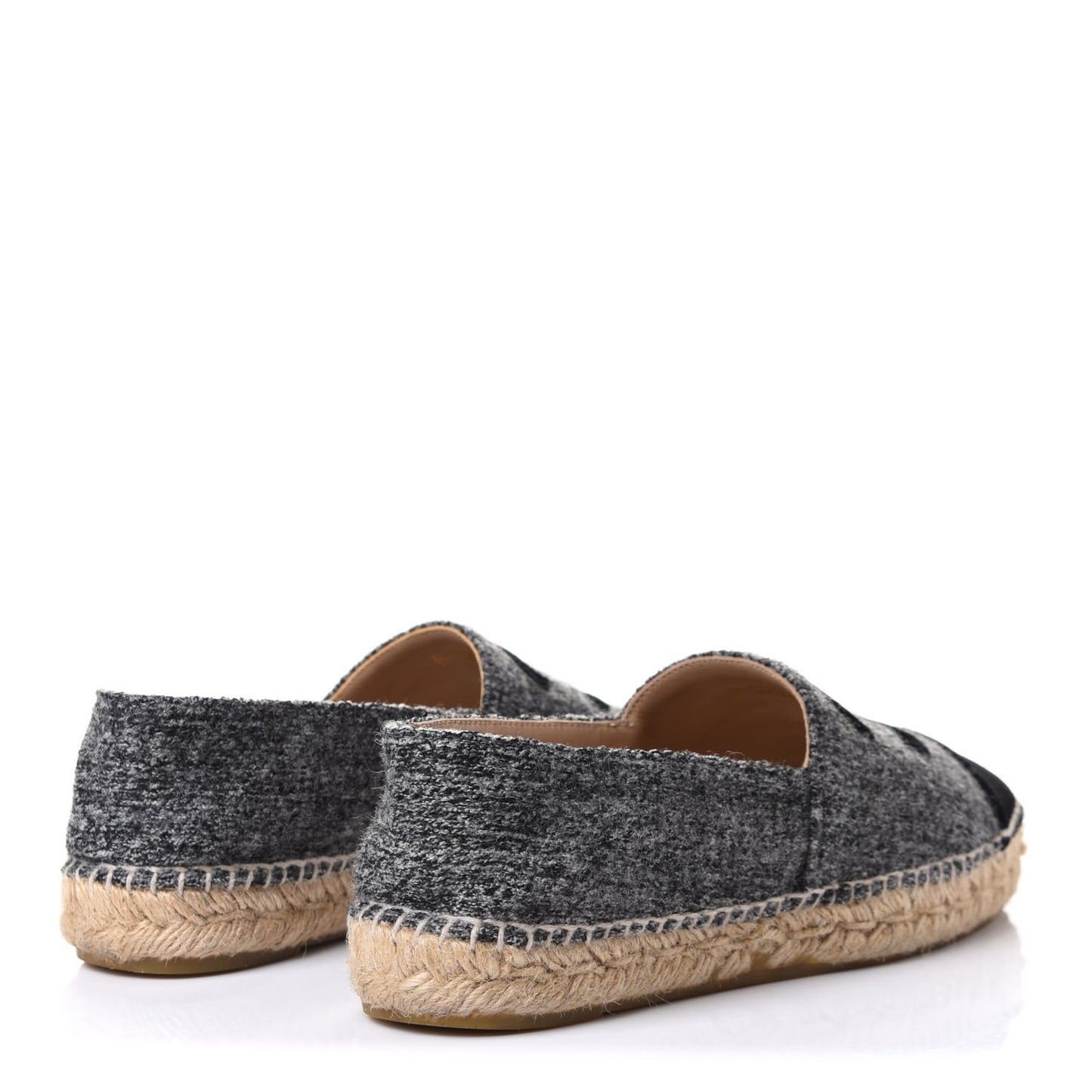 Tweed Velvet CC Espadrilles 36 Grey Black