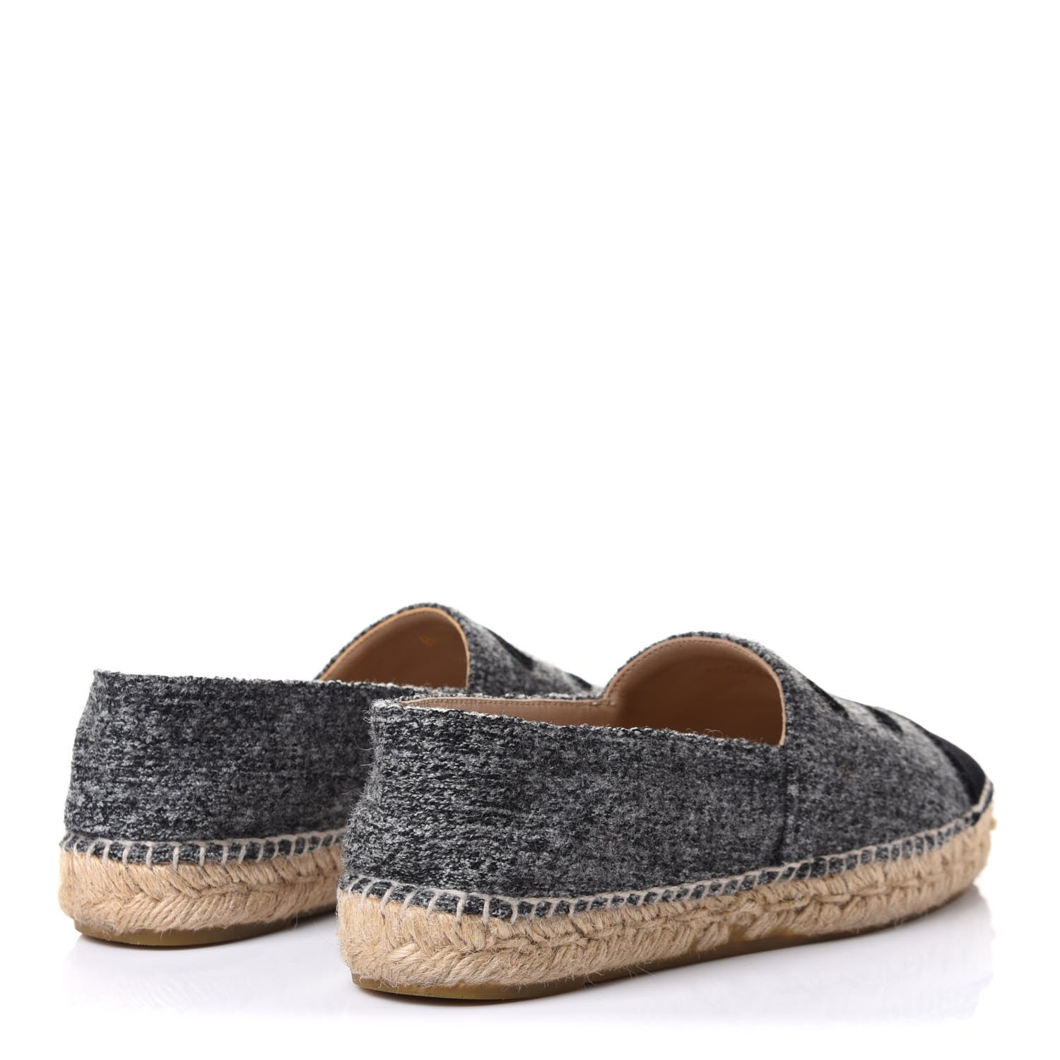 Chanel Tweed Velvet CC Espadrilles 36 Grey Black 4 of 11
