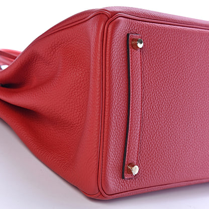 Hermes Taurillon Clemence Horseshoe Birkin 35 Rouge Casaque Black 37 of 40