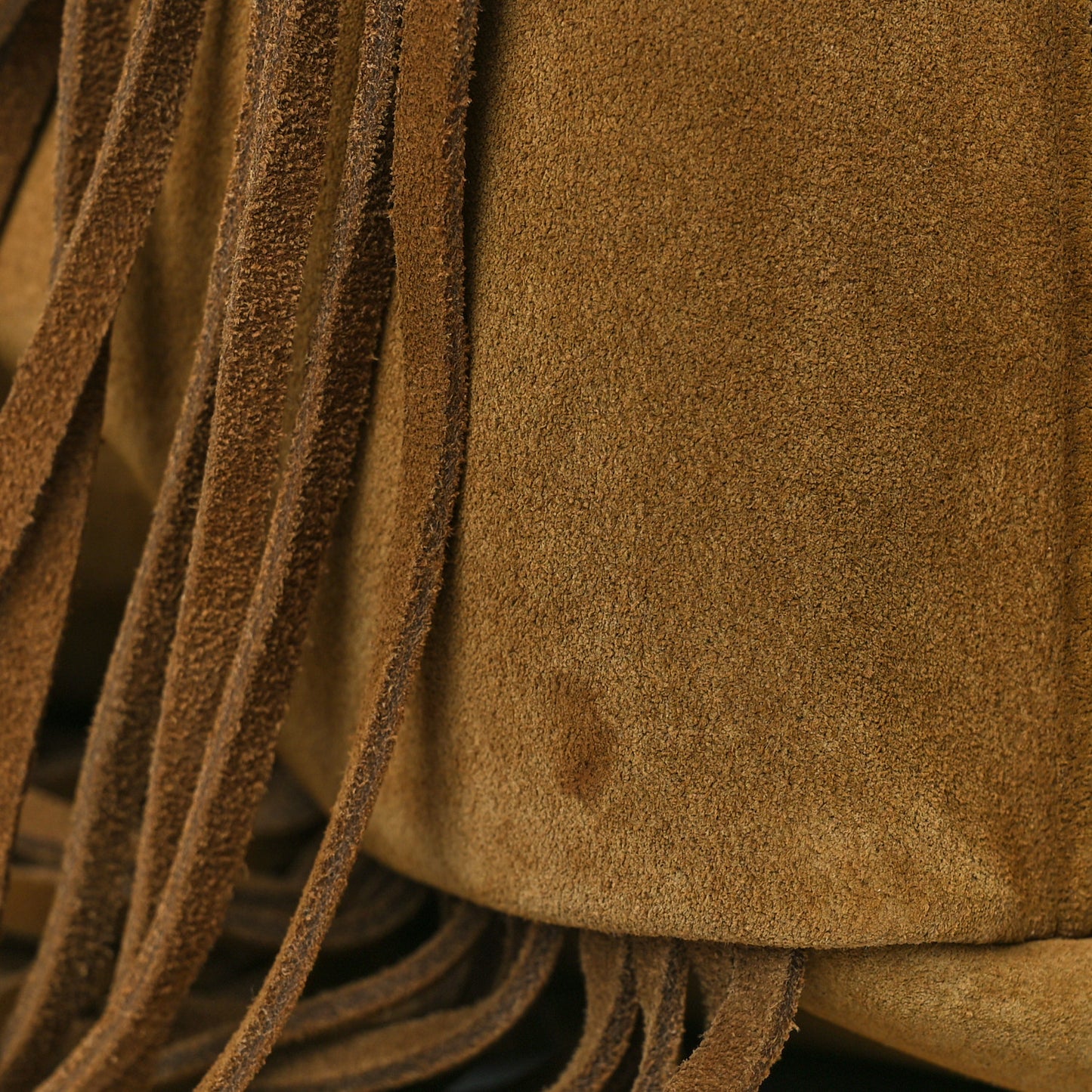 Suede Fringe Monogram Shopping Tote Light Ochre