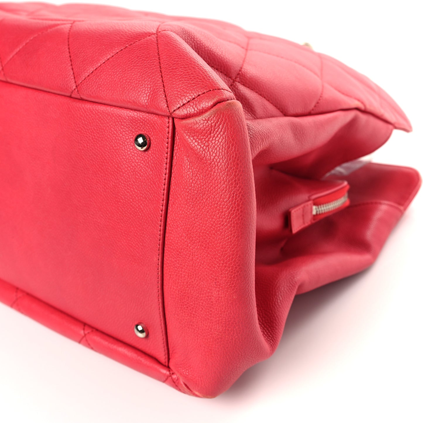 Soft Caviar Quilted Large CC Timeless Tote Fuchsia