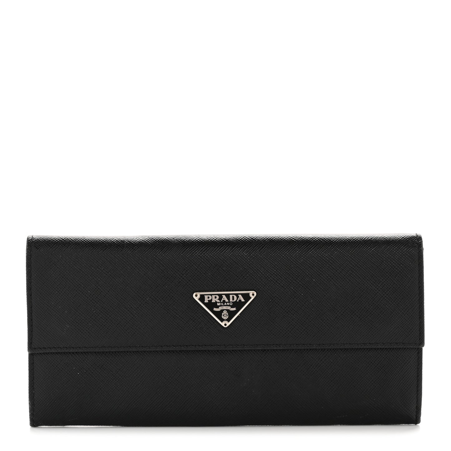 Saffiano Triangle Continental Flap Wallet Black