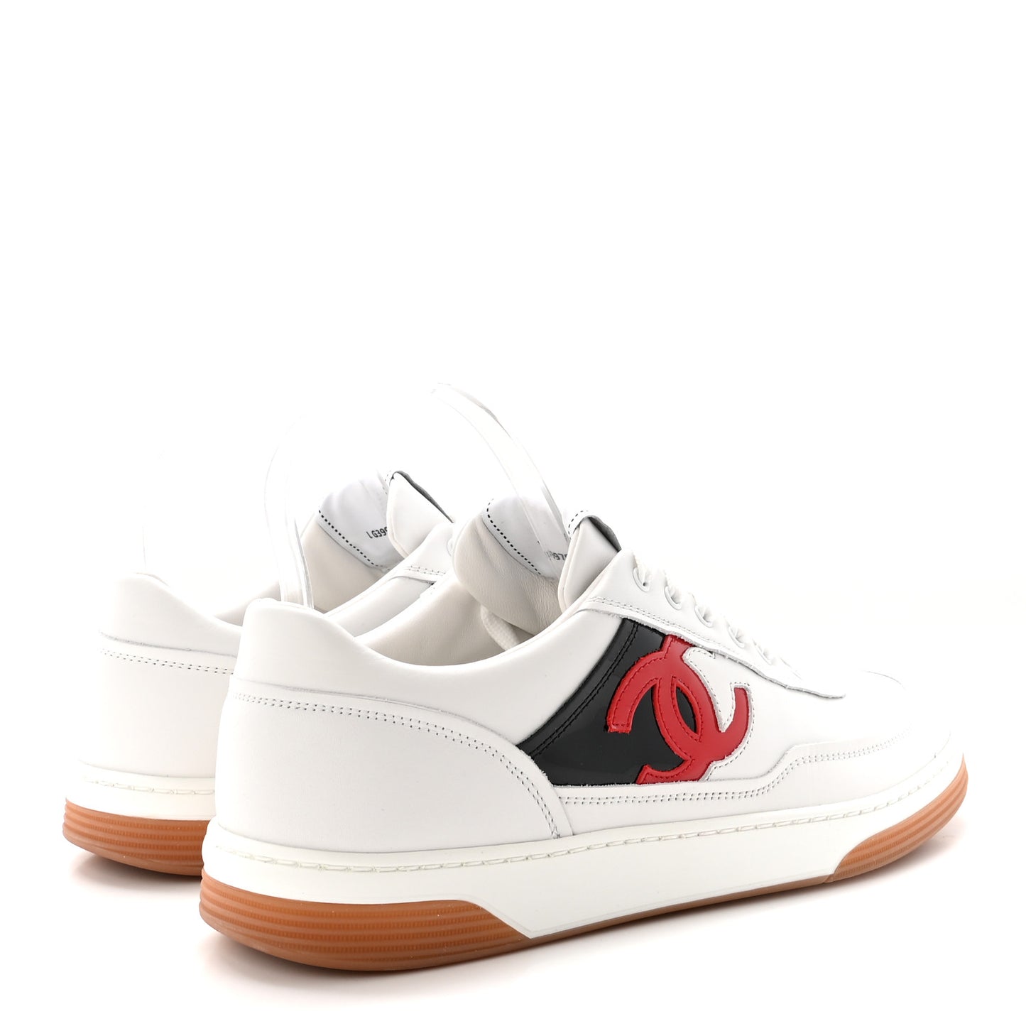 Calfskin Patent Womens CC Sneakers 40 White Black Red