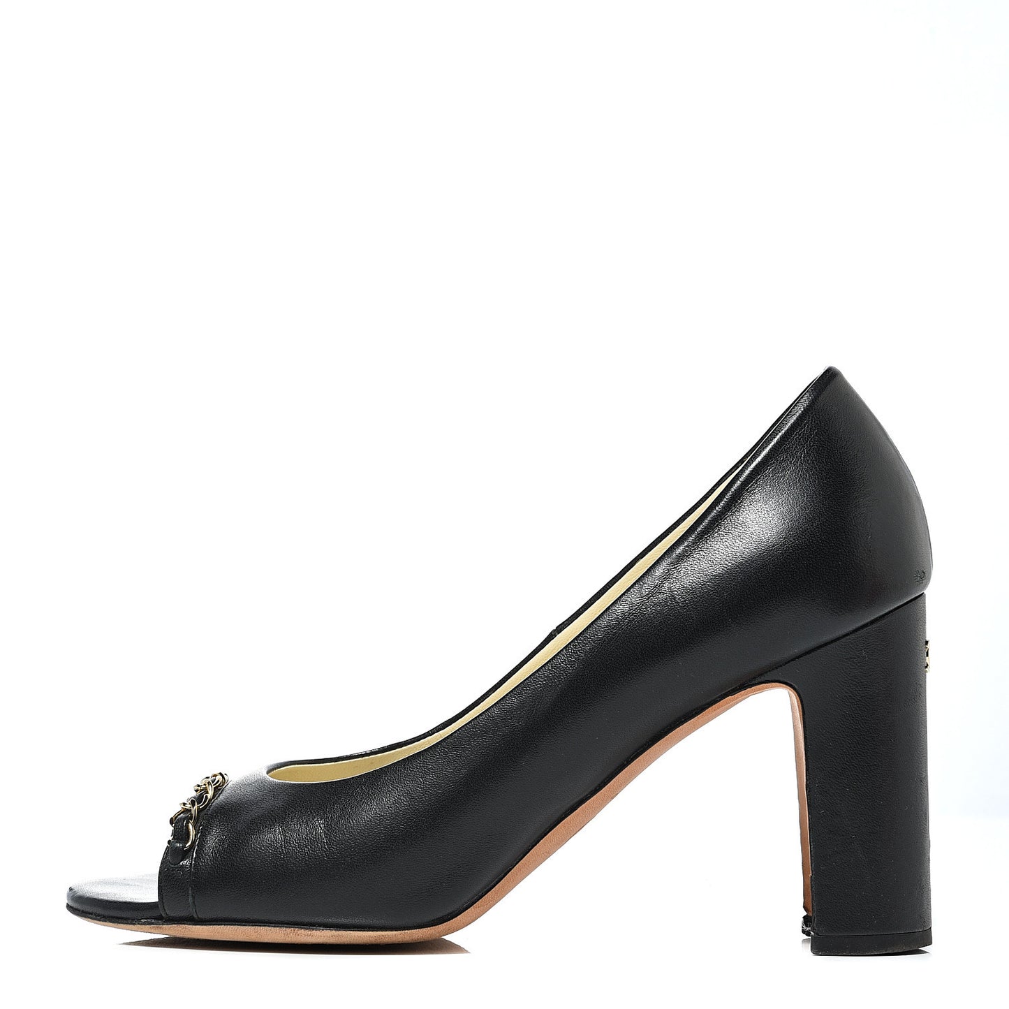 Lambskin Peep Toe CC Pumps 38 Black