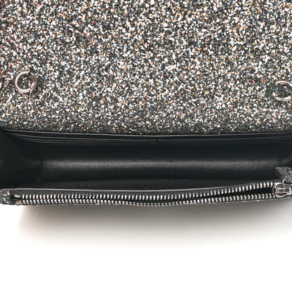 Saint Laurent Metallic Glitter Classic Monogram Kate Tassel Chain Wallet Gun Metal Black 5 of 13