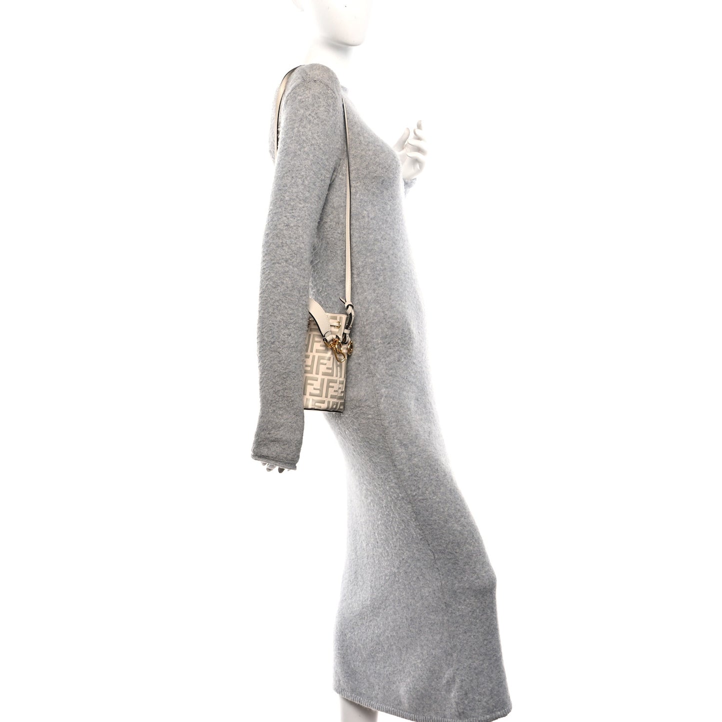 Vitello Liberty F is Fendi Bi-Color FF 1974 Embossed Mini Mon Tresor Bucket Bag Camelia Mandorlo