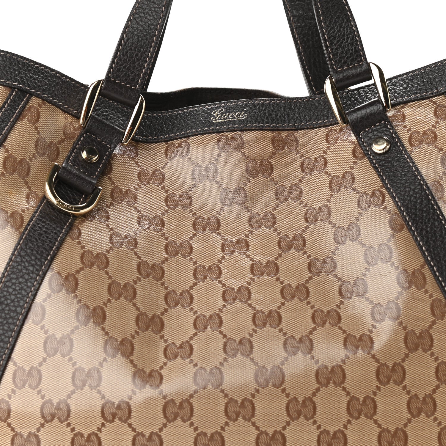 Gucci Crystal Monogram Medium Abbey Convertible Tote Dark Brown 8 of 14