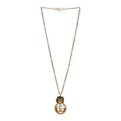 Gucci Metal Lion Head GG Necklace Aged Gold 3 of 5