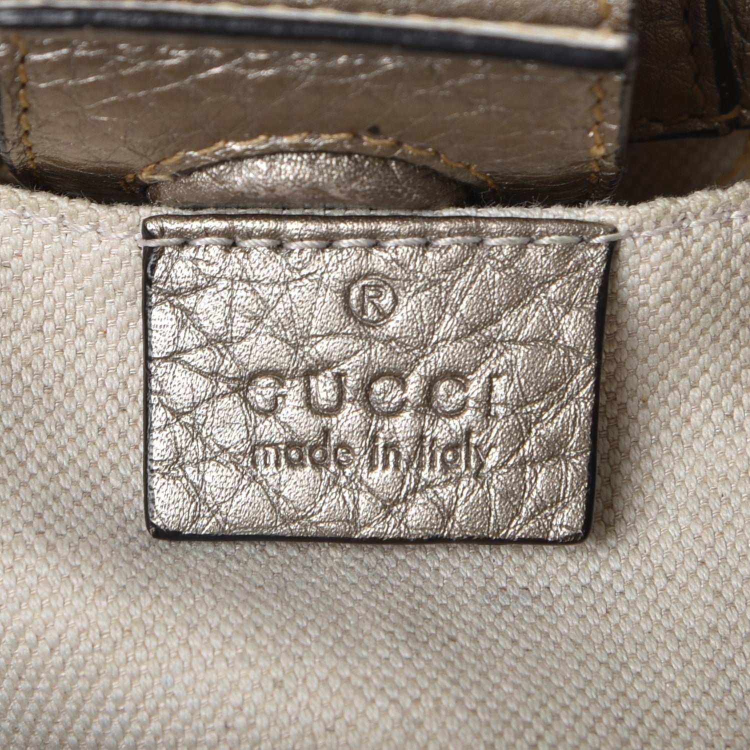 Gucci Metallic Calfskin Mini Bamboo Shopper Tote Golden Beige 7 of 11
