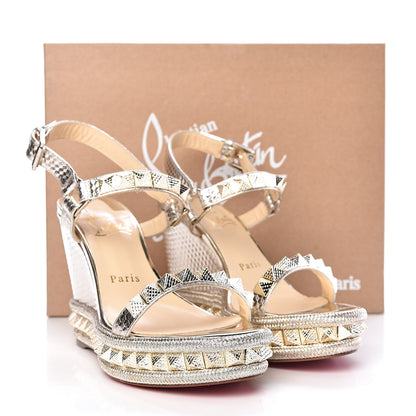 Christian Louboutin Calfskin Cubiste Pyraclou 110 Wedge Sandals 36 Platine 9 of 9