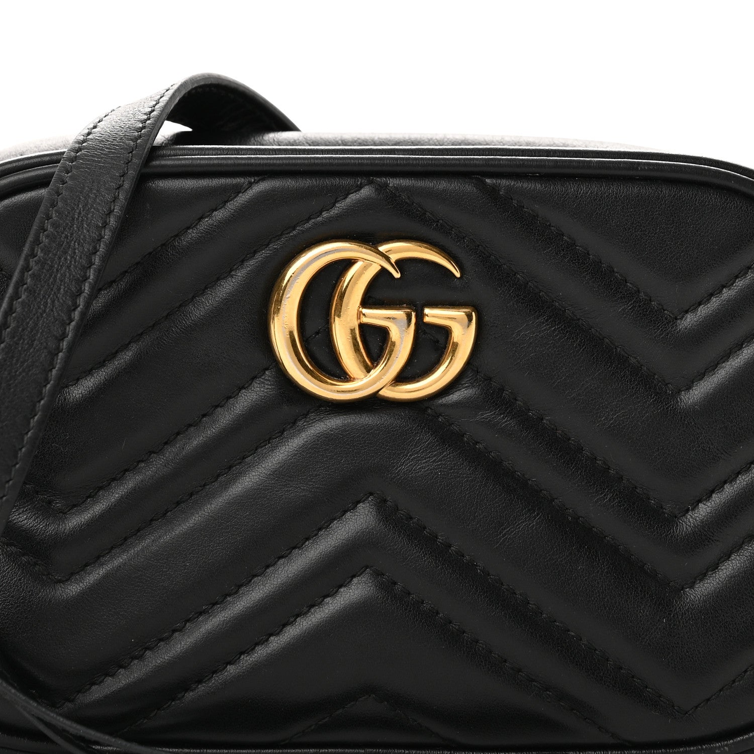 Gucci Calfskin Matelasse Mini GG Marmont Chain Shoulder Bag Black 8 of 11