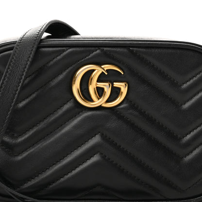 Gucci Calfskin Matelasse Mini GG Marmont Chain Shoulder Bag Black 8 of 11