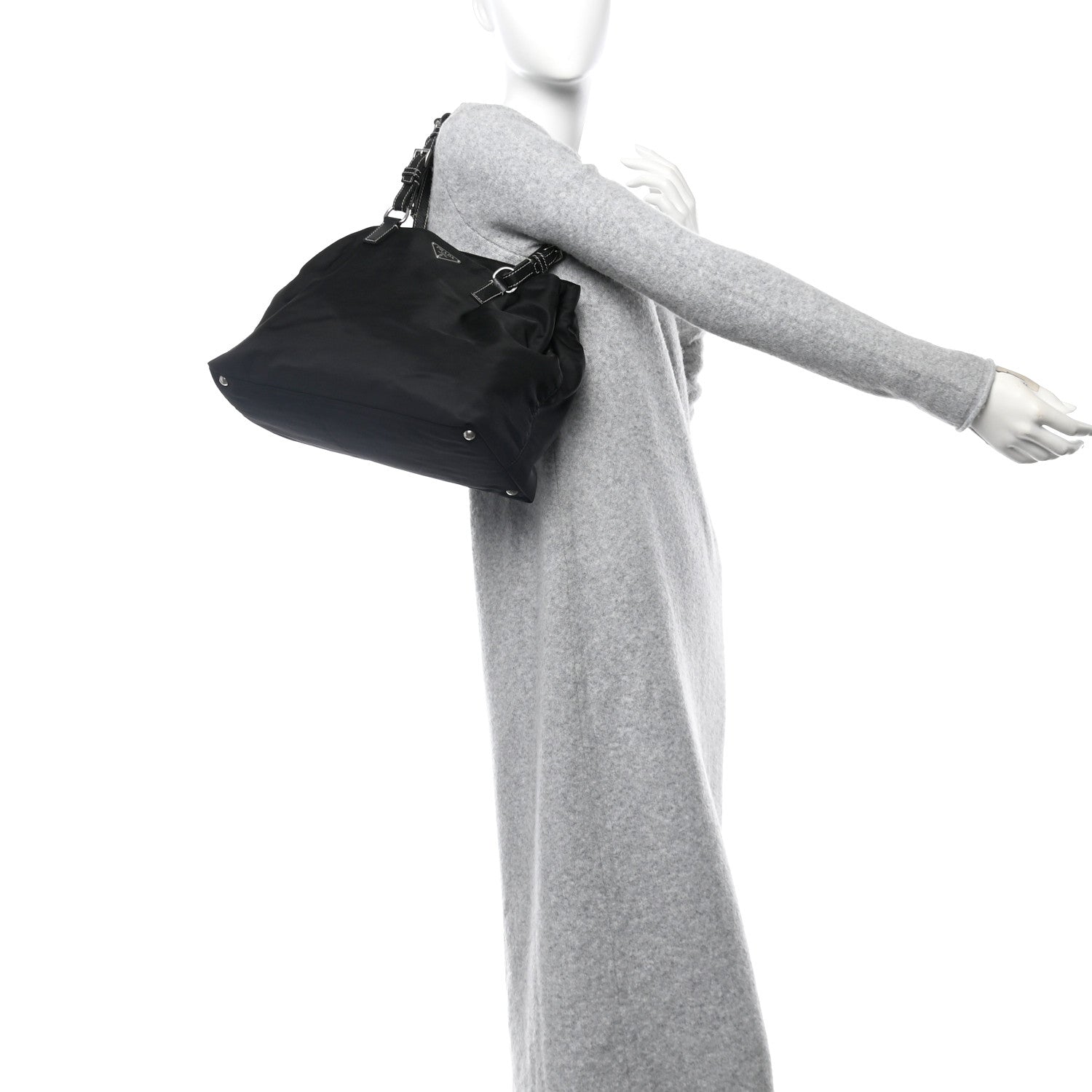 Prada Tessuto Nylon Saffiano Tote Black 2 of 10