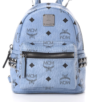 MCM Visetos Side Stud X-Mini Stark Bebe Boo Backpack Blue 7 of 9