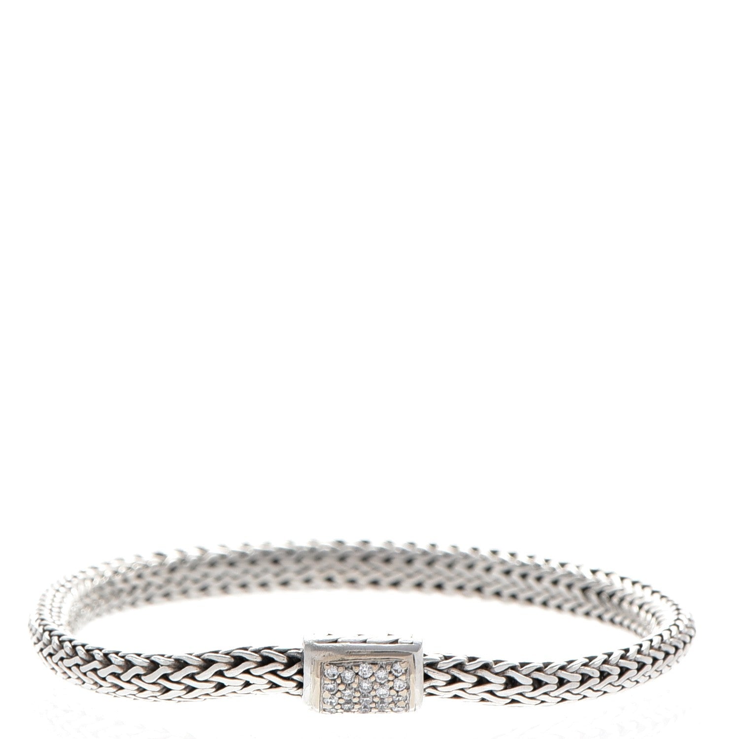 John Hardy Sterling Silver 18K Yellow Gold Diamond Medium Classic Chain Bracelet 1 of 5