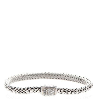 John Hardy Sterling Silver 18K Yellow Gold Diamond Medium Classic Chain Bracelet 1 of 5