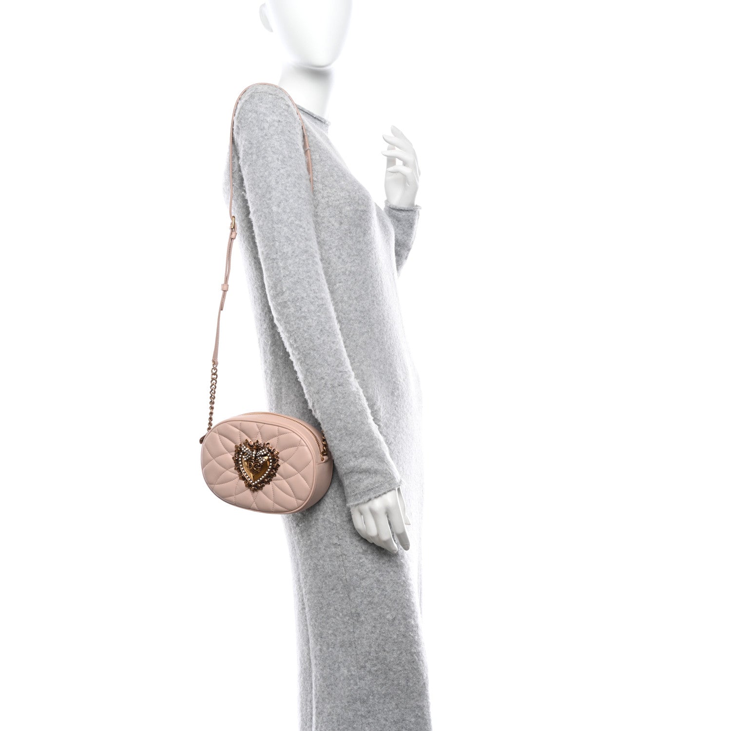 Dolce & Gabbana Smooth Calfskin Mini Devotion Camera Bag Cipria 2 of 9