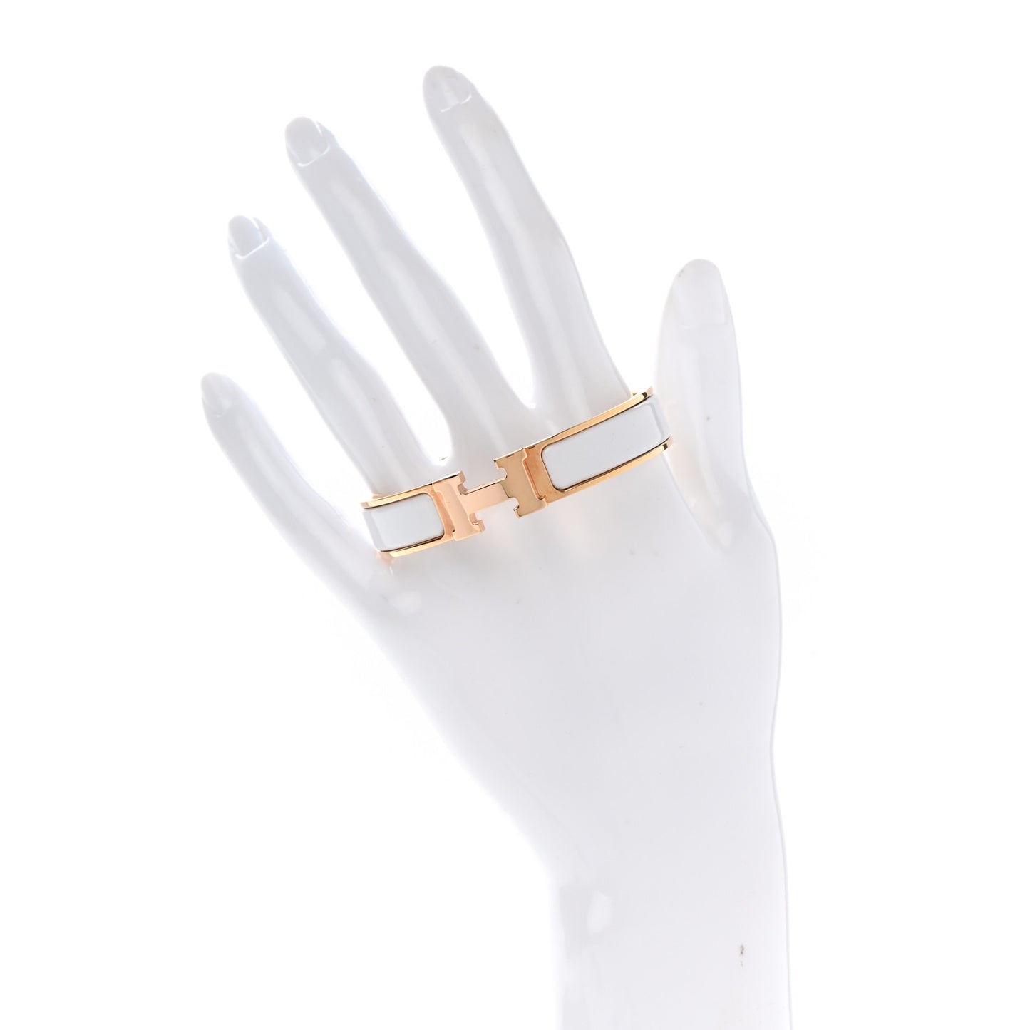Enamel Narrow Clic Clac H Bracelet PM White