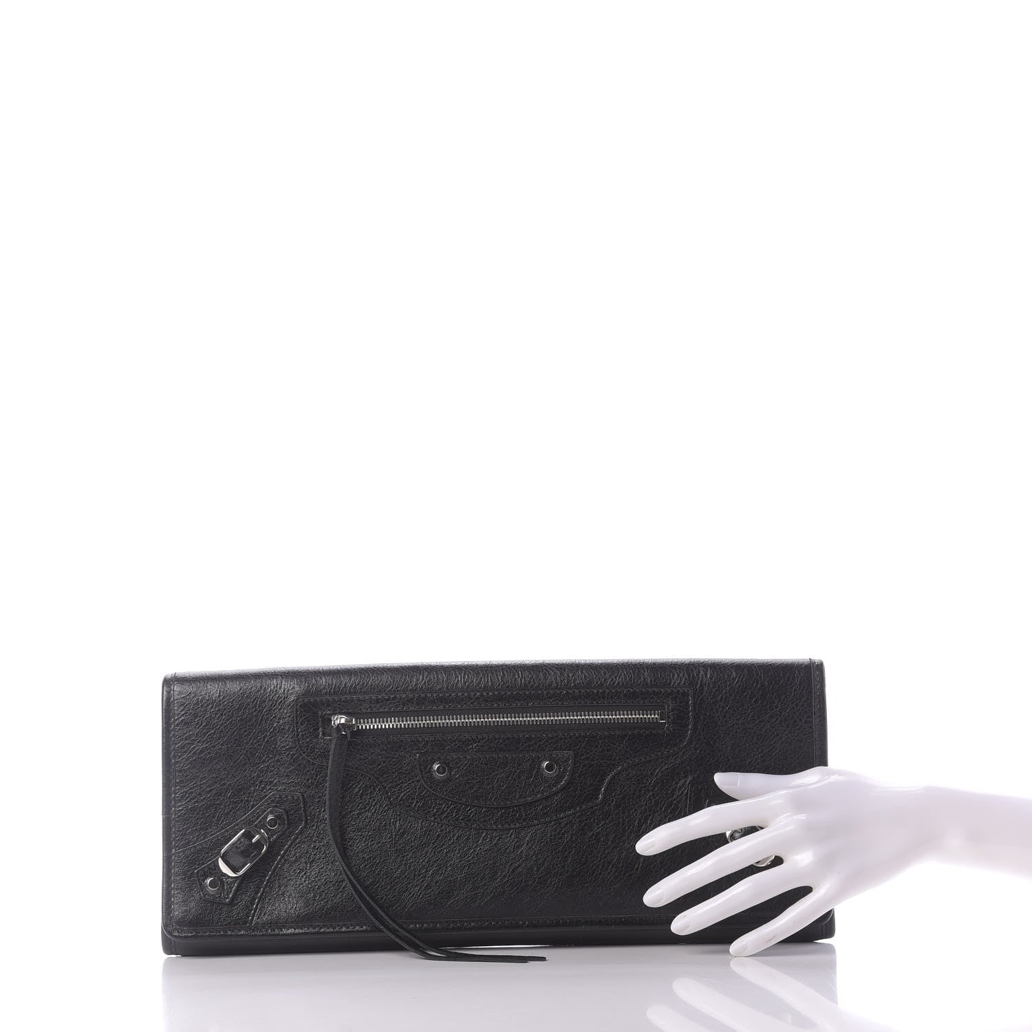 Balenciaga Agneau Classic Silver Hardware Long Clutch Black 2 of 11