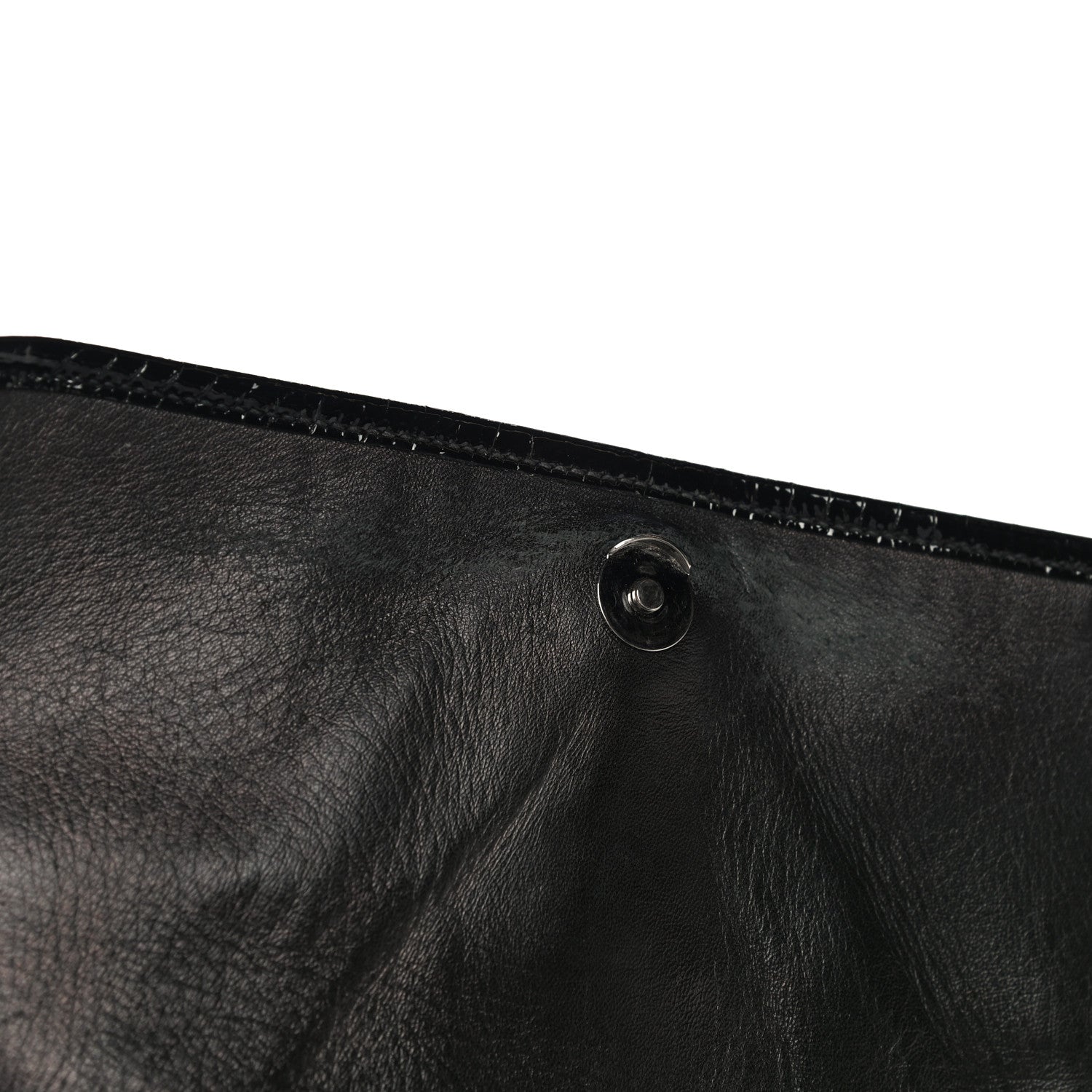 Saint Laurent Patent Crocodile Embossed Lambskin Monogram Medium Niki Chain Satchel Black 12 of 19