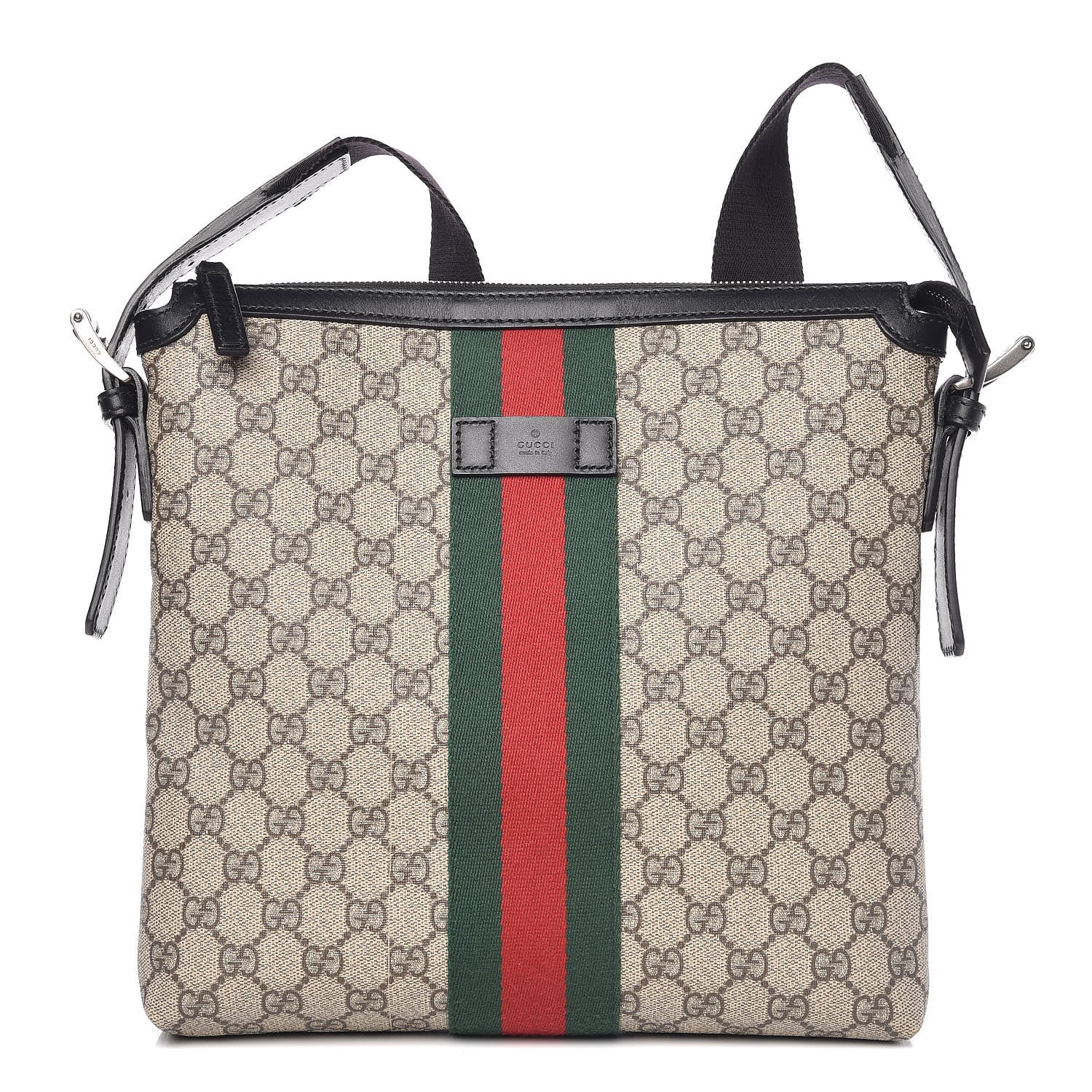 Gucci GG Supreme Monogram Web Messenger Bag Black 1 of 12