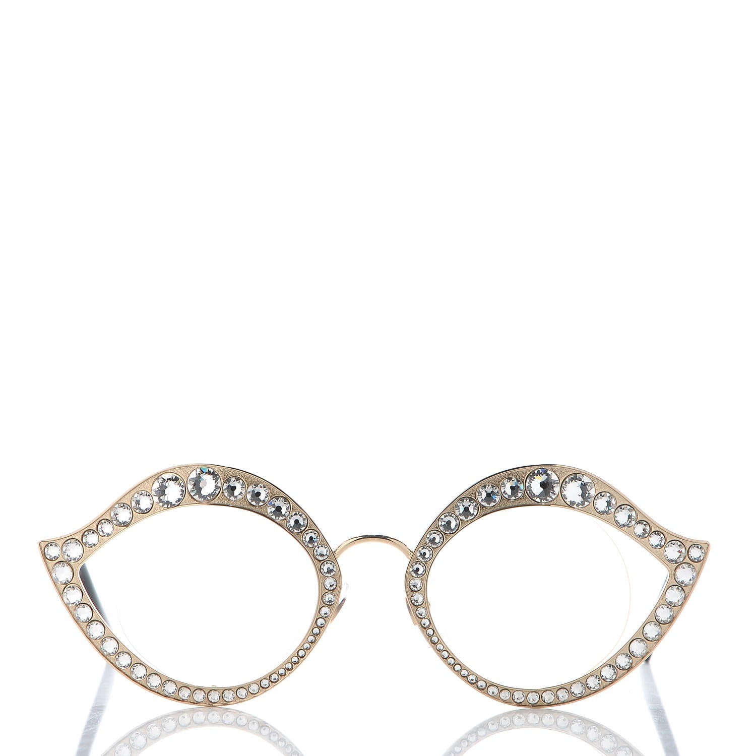 Gucci Metal Crystal Cat Eye Glasses GG0046/S Gold 2 of 7