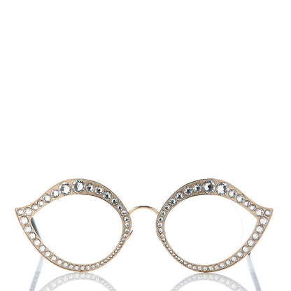 Gucci Metal Crystal Cat Eye Glasses GG0046/S Gold 2 of 7