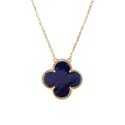 Van Cleef & Arpels 18K Yellow Gold Blue Sevres Porcelain Magic Alhambra Vendome Necklace 3 of 7