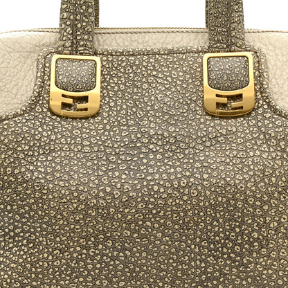 Fendi Pebbled Calfskin Small Chameleon Tote Beige Grey 10 of 16