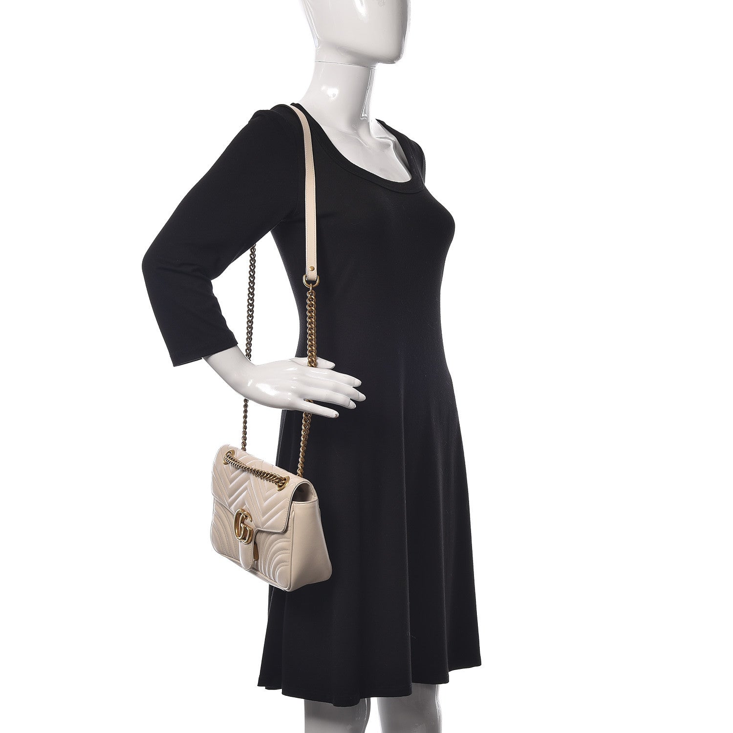 Gucci Calfskin Matelasse Small GG Marmont Shoulder Bag White 2 of 11