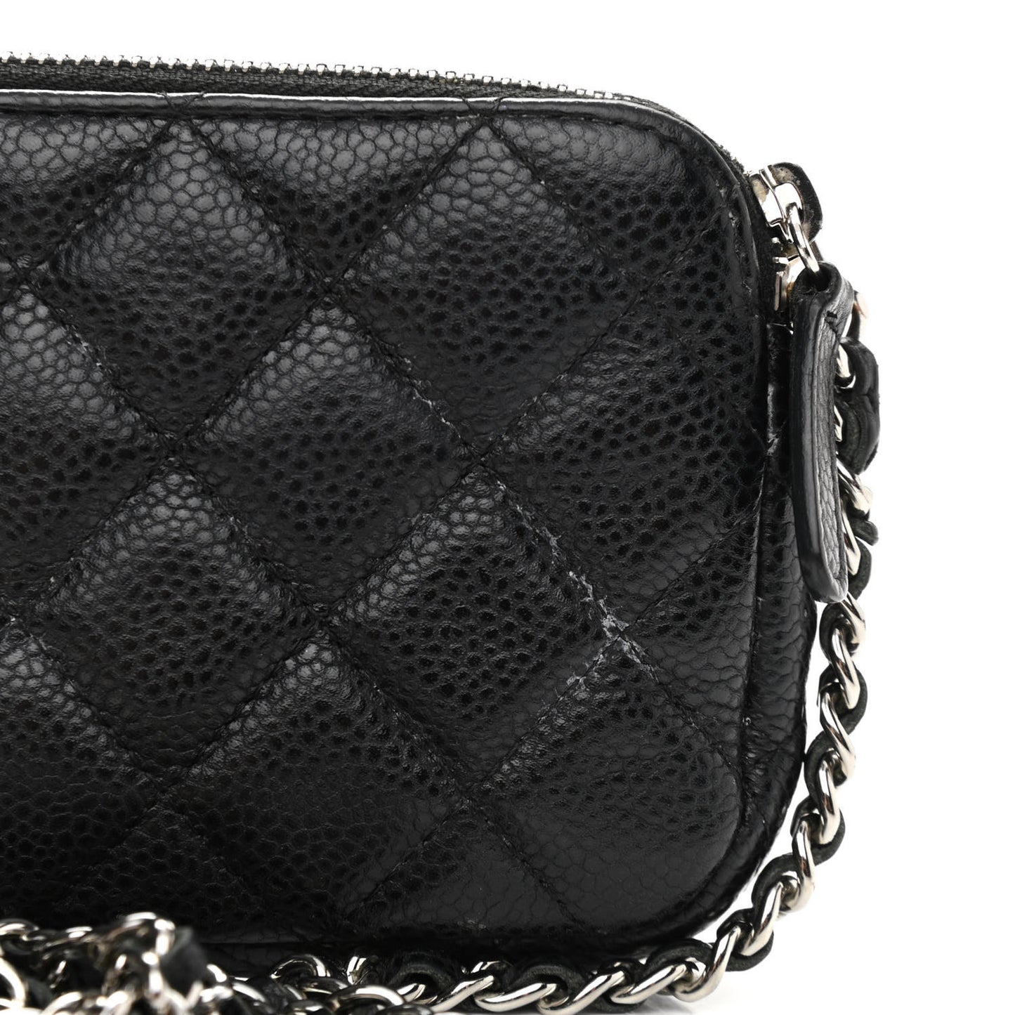 Caviar Quilted Small Clutch With Chain Black